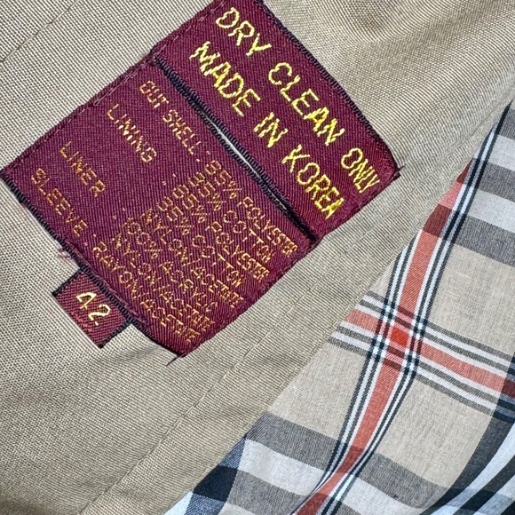 Vintage Long Cotton Blend Trench Coat with Nova Check Lining Sz 42 or Large - Picture 5 of 10